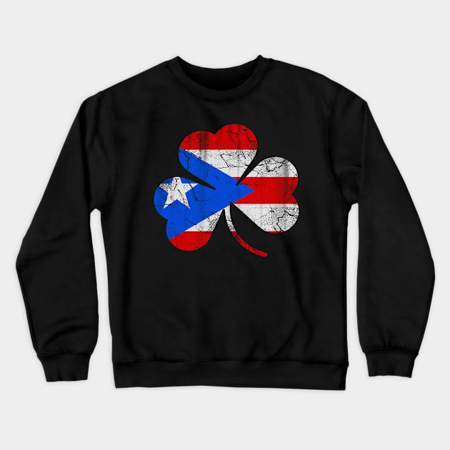 Puerto Rico Flag Shamrock Irish St Patrick's Day Crewneck Sweatshirt by E